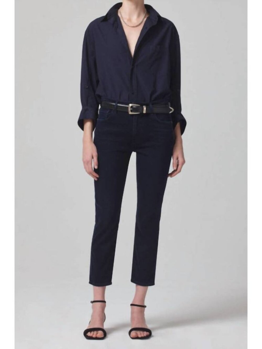 Citizens Of Humanity Isola Straight Crop Jean Womens 24 Plush Black Zip Fly